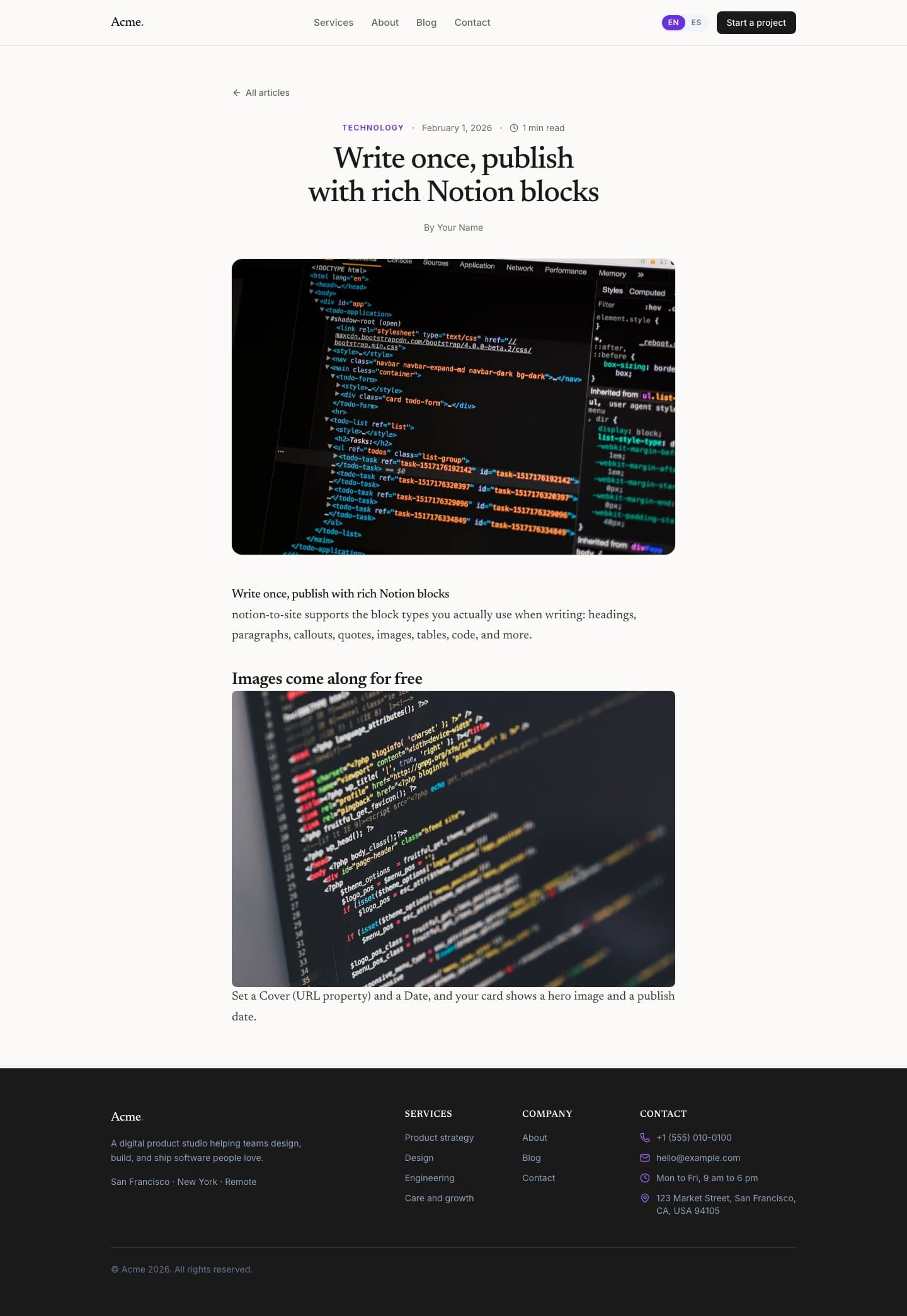 English Notion blocks article