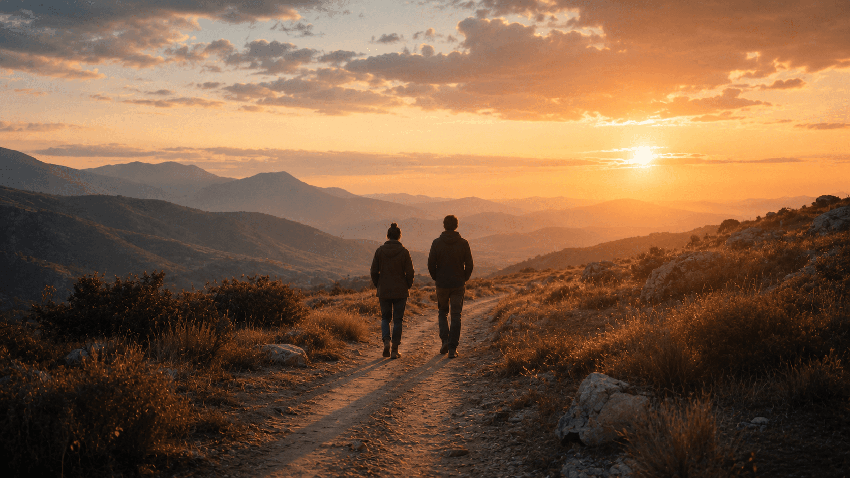 Dos personas caminando lado a lado en un sendero