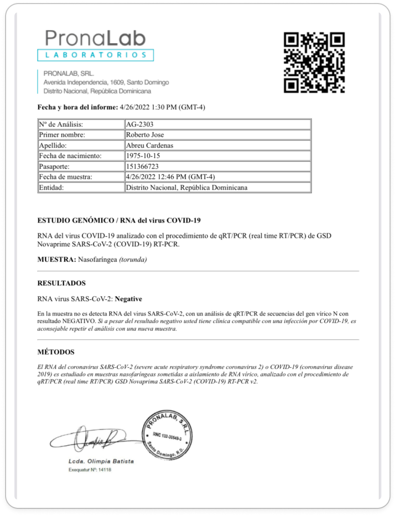 Image of the test result.